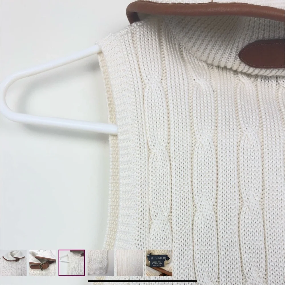 Ralph Lauren Blue Label Cream Cable Knit Turtleneck Buckle Sweater - Picture 5 of 8